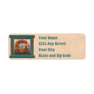 Southwest Chile Wreath Rustic Holiday Address Label