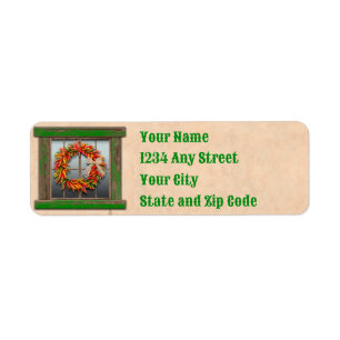 Southwest Chile Wreath Rustic Holiday Address Label