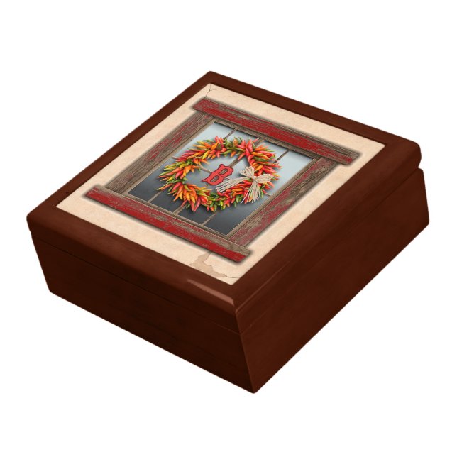 Southwest Chile Wreath Window Monogram Jewelry Box (Side)