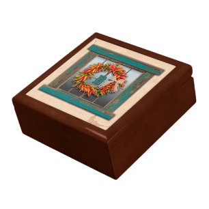Southwest Chile Wreath Window Monogram Jewelry Box