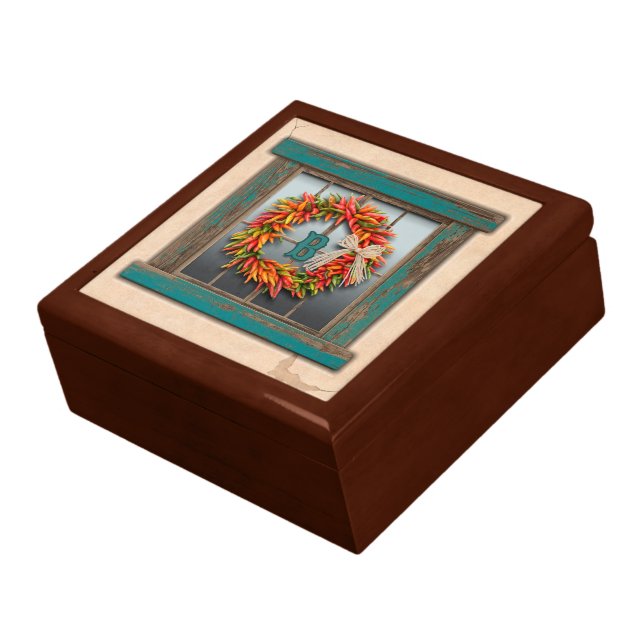 Southwest Chile Wreath Window Monogram Jewelry Box (Side)