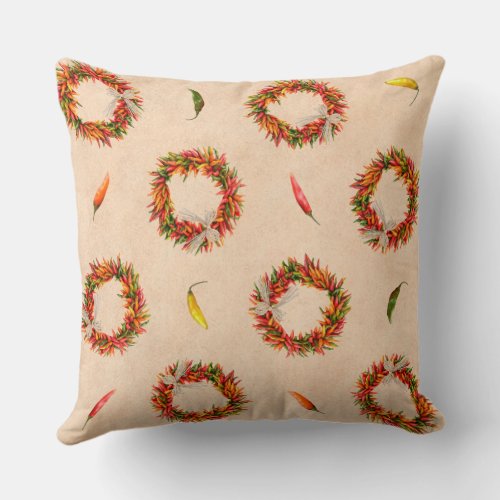 Southwest Chile Wreaths All Over Pattern Throw Pillow