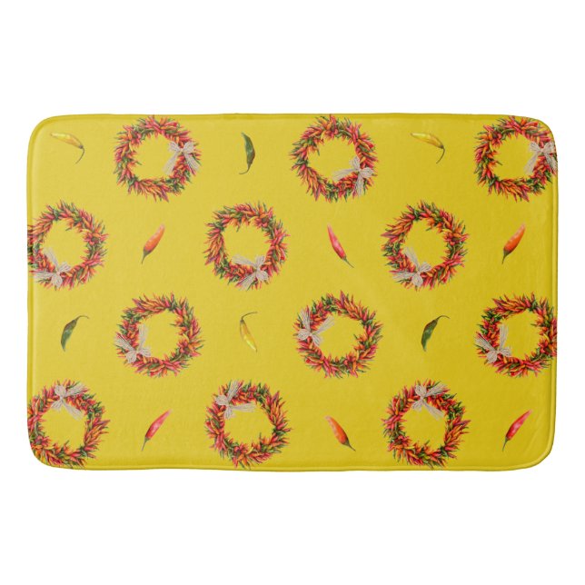 Southwest Chile Wreaths and Peppers Customizeable Bath Mat (Front)