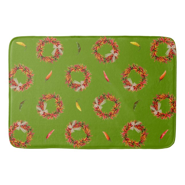 Southwest Chile Wreaths and Peppers Customizeable Bath Mat (Front)