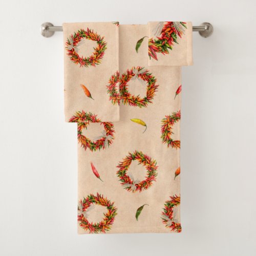 Southwest Chile Wreaths Print Bath Towel Set