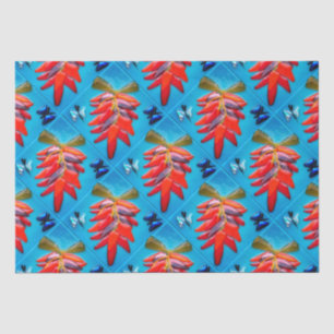 Southwest Chili Pepper Turquoise Red Glass Pattern Tissue Paper