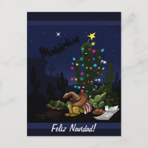 Southwest Christmas cactus cartoon Holiday Postcard