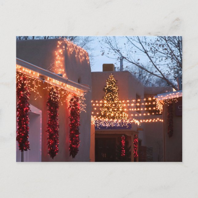 Southwest Christmas - Chili Peppers with Lights Holiday Postcard (Front)