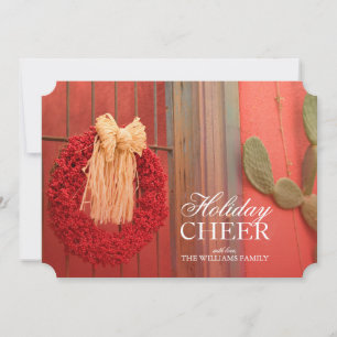 Southwest Christmas — Chili Ristra Red Wreath Holiday Card