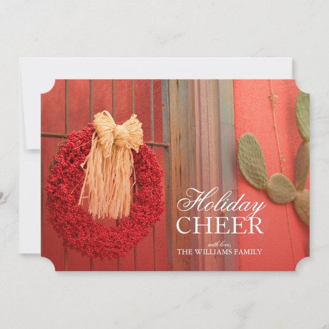 Southwest Christmas - Chili Ristra Red Wreath Holiday Card (Front)