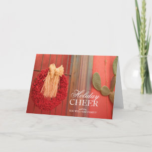 Southwest Christmas - Chili Ristra Red Wreath Holiday Card