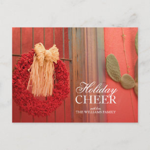 Southwest Christmas - Chili Ristra Red Wreath Holiday Postcard