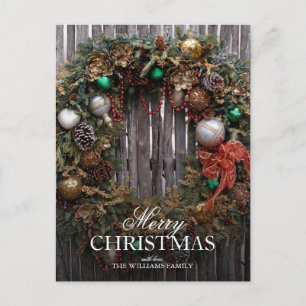 Southwest Christmas - Classic Wreath with Ornament Holiday Postcard