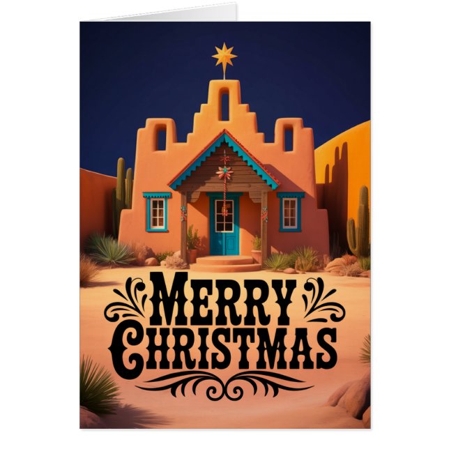 Southwest Christmas Scene Desert Night Cards (Front)