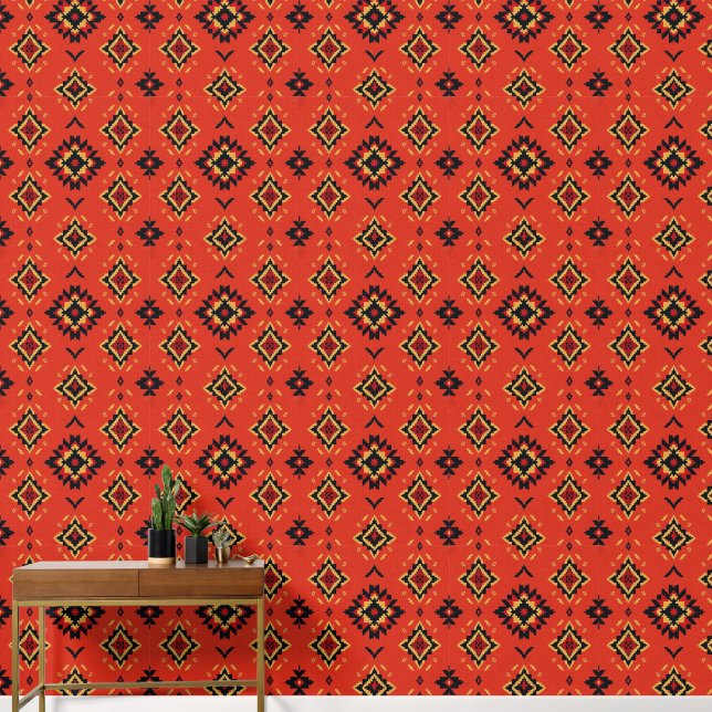 Southwest Colorful Pattern Wallpaper (Hallway)