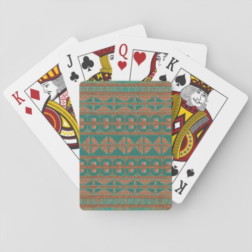 Southwest Copper and Teal Geometric Pattern Playing Cards