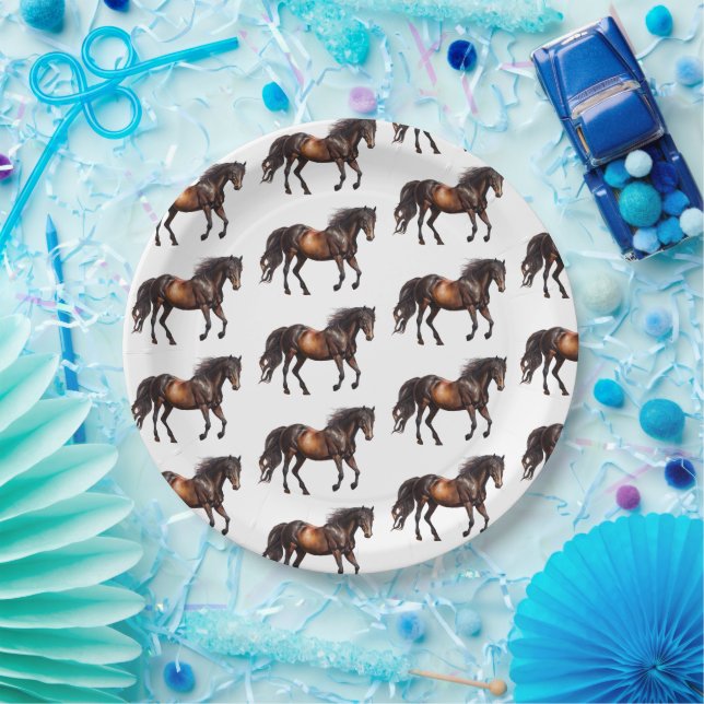 Southwest Cowboy Cowgirl Horses Paper Plates (Party)