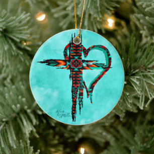 Southwest Cross And Heart Christmas Ornament