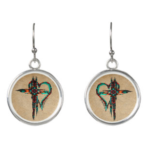 Southwest Cross And Heart Earrings