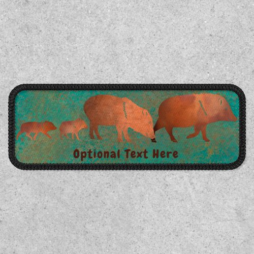 Southwest Cute Copper Teal Color Javelina Family Patch