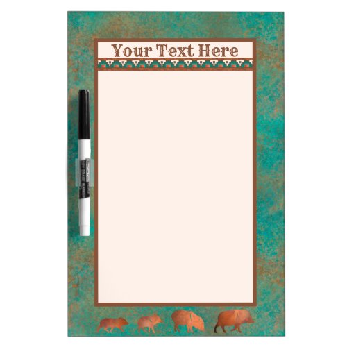 Southwest Cute Copper Teal Javelina Family Dry Erase Board