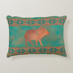 Southwest Cute Javelina Baby Copper Teal Accent Pillow