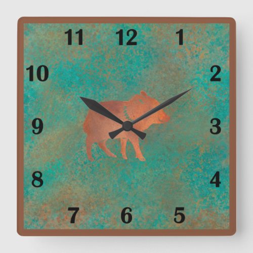  Southwest Cute Javelina Baby Teal Regular Style   Square Wall Clock