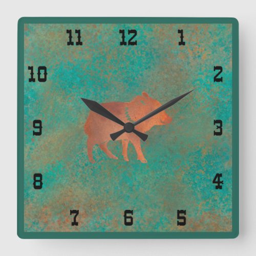  Southwest Cute Javelina Baby Teal Western Style S Square Wall Clock