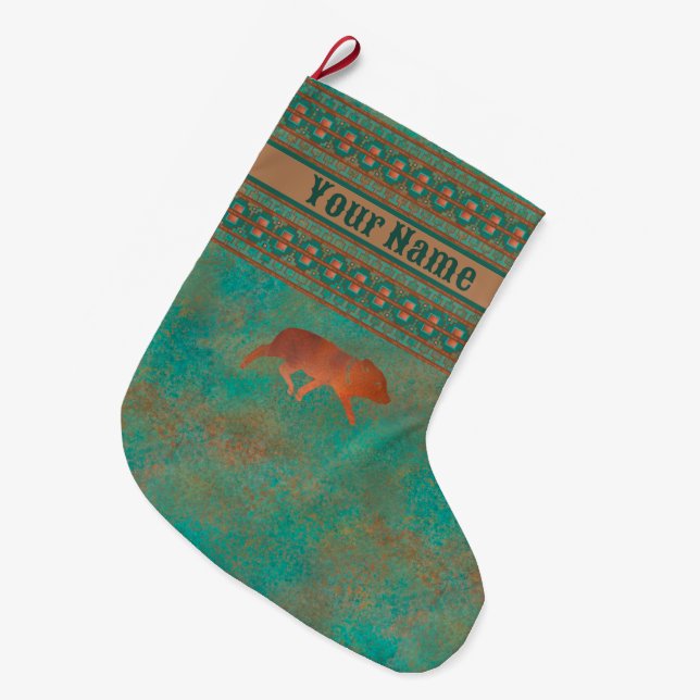 Southwest Cute Javelina Kid Personalized Large Christmas Stocking (Front (Hanging))