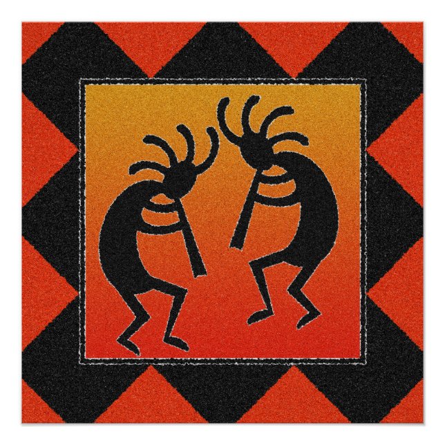 Southwest Dancing Kokopelli Design Poster (Front)