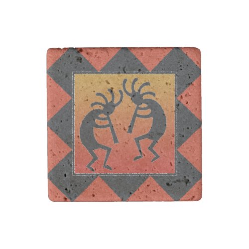 Southwest Dancing Kokopelli Design Stone Magnet