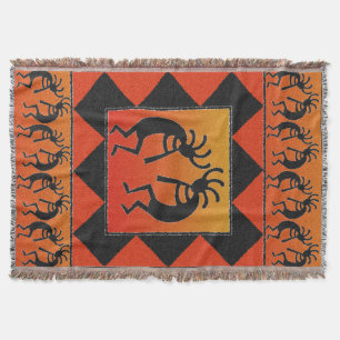 Southwest Dancing Kokopelli Design Throw Blanket