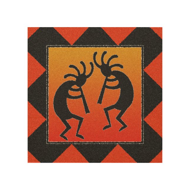 Southwest Dancing Kokopelli Design Wood Wall Decor (Front)