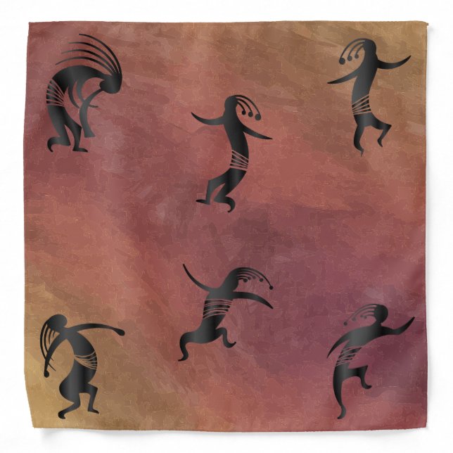 Southwest Dancing Kokopellis Bandana (Front)