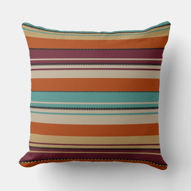 Southwest Decor Fall Shades Stripes  Throw Pillow (Front)