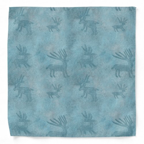 Southwest Deer Rock Art Pattern Blue Bandana