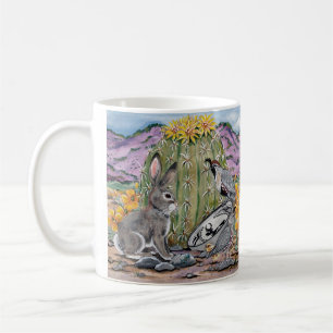 Southwest Desert Animal Wildlife Rabbit Cactus Coffee Mug