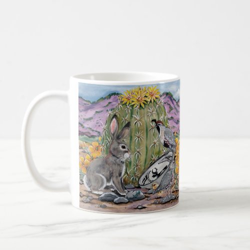 Southwest Desert Animal Wildlife Rabbit Cactus   Coffee Mug