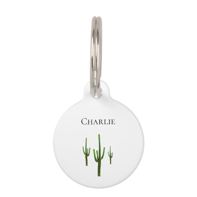 Southwest Desert Cactus Cute Custom Pet ID Tag (Front)