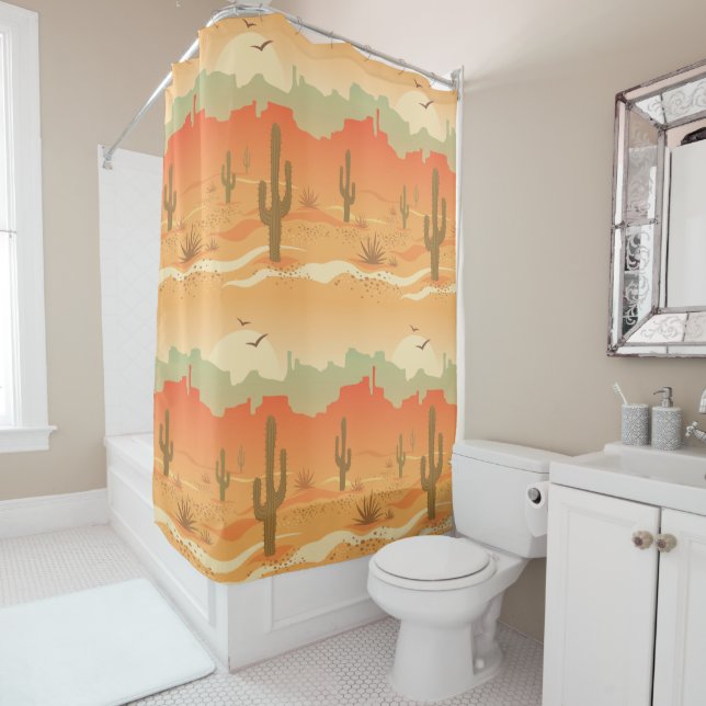 Southwest Desert Cactus Design Shower Curtain (In Situ)