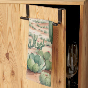 Southwest Desert Cactus Scene  Kitchen Towel