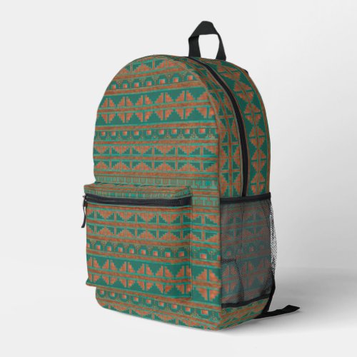 Southwest Desert Copper Teal Geometric Printed Backpack