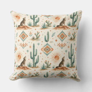 Southwest Desert Coyote Rustic Accent Throw Pillow