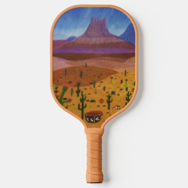 Southwest Desert Dreams Color Pencil Drawing Pickleball Paddle (Front)