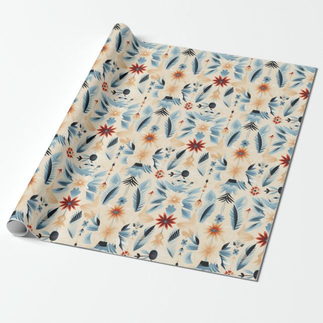 Southwest Desert Flower Painted Hues Wrapping Paper (Unrolled)