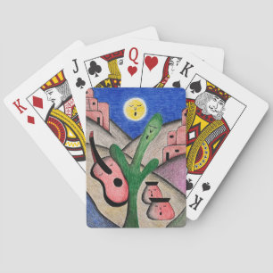 Southwest Desert Folk Art Cute Cactus Poker Cards