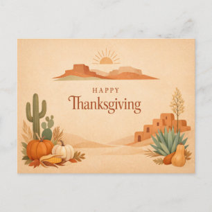 Southwest Desert Happy Thanksgiving Harvest Holiday Postcard