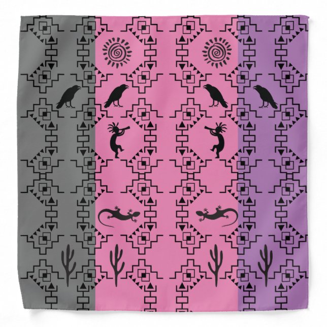 Southwest Desert Kokopelli Crow Bandana (Front)