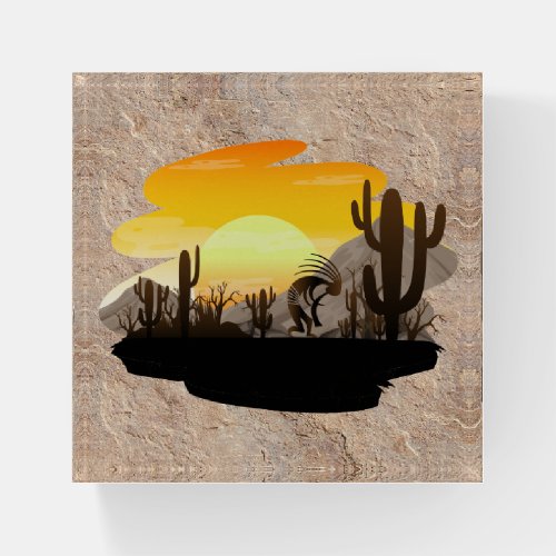 Southwest Desert Landscape Kokopelli Paperweight