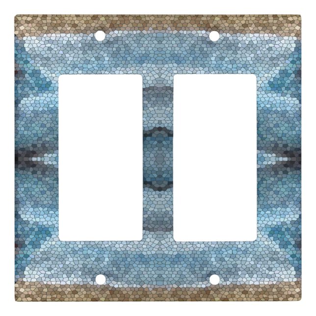 Southwest Desert Mosaic Blue Double Rocker Light Switch Cover (Front)